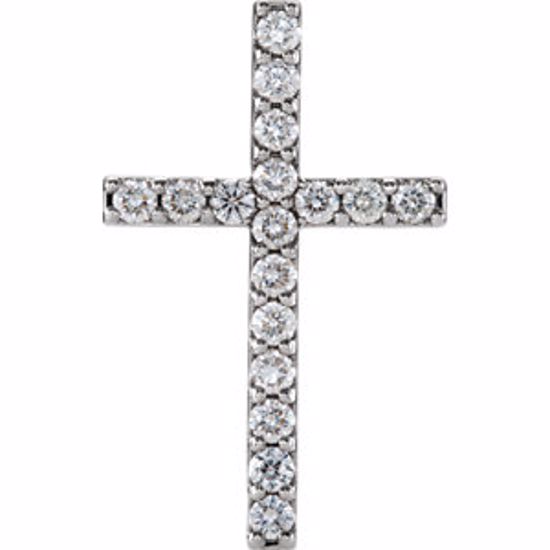 R42157:6005:P 14kt White 1 CTW Petite Diamond Cross Pendant