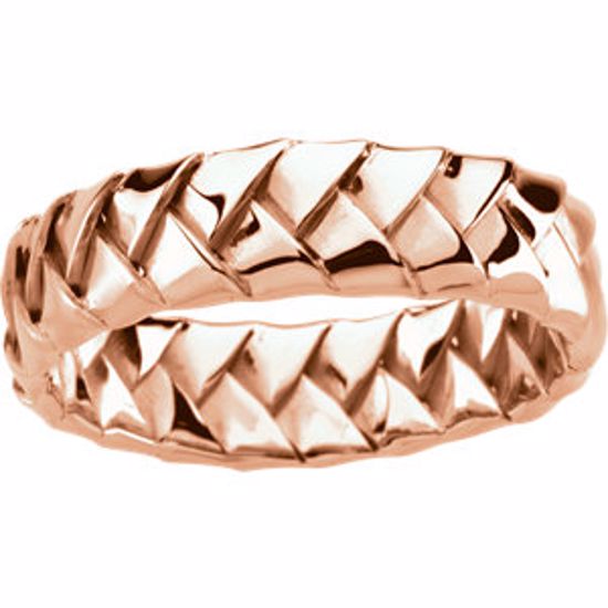 50052:100:P 14kt Rose 6mm Hand Woven Band Size 9.5