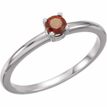 19399:124:P 14kt White Imitation Garnet "January" Youth Birthstone Ring