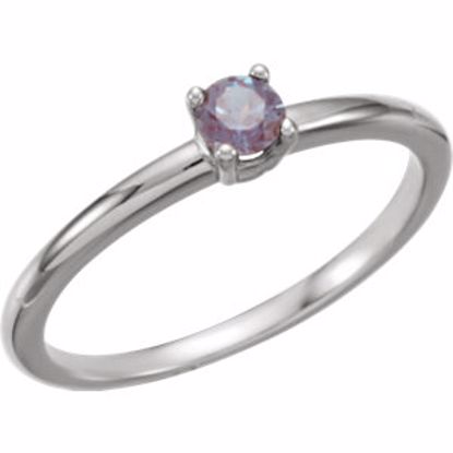 19399:134:P 14kt White Imitation Alexandrite "June" Youth Birthstone Ring