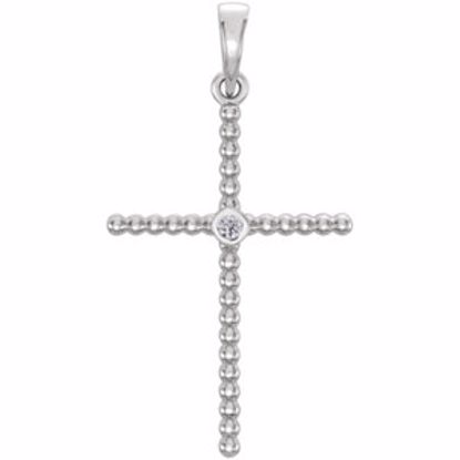 R42330:6003:P Platinum .03 CTW Diamond Beaded Cross Pendant