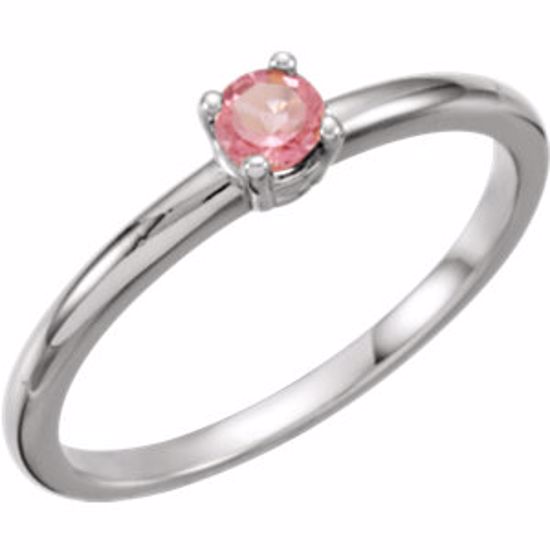 19399:142:P 14kt White Imitation Pink Tourmaline "October" Youth Birthstone Ring