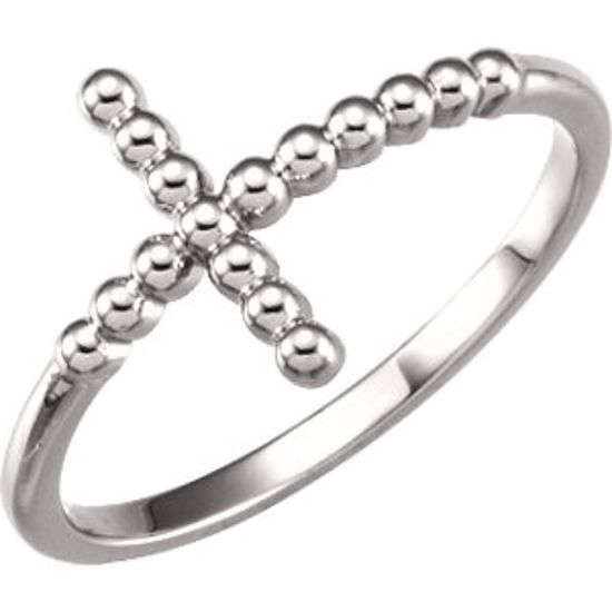 51417:1004:P Continuum Sterling Silver Beaded Sideways Cross Ring