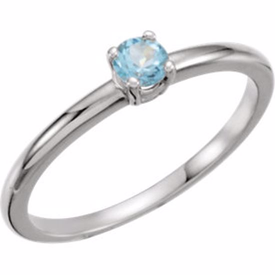 19399:150:P Sterling Silver Imitation Aquamarine "March" Youth Birthstone Ring