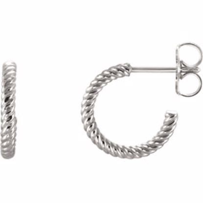 86111:612:P Continuum Sterling Silver 12mm Rope Design Hoop Earrings