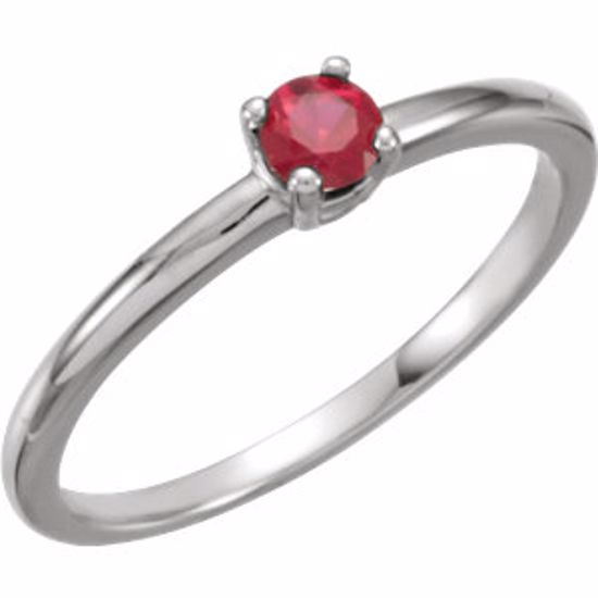 19399:154:P Sterling Silver Imitation Ruby "July" Youth Birthstone Ring