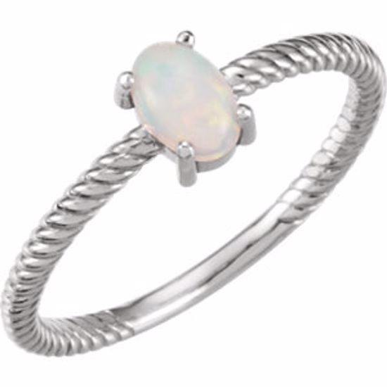 71695:605:P 14kt White Opal Cabochon Ring