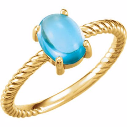 71695:612:P 14kt Yellow Swiss Blue Topaz Cabochon Ring