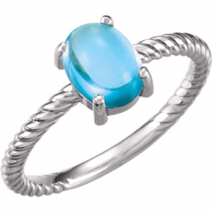 71695:613:P 14kt White Swiss Blue Topaz Cabochon Ring