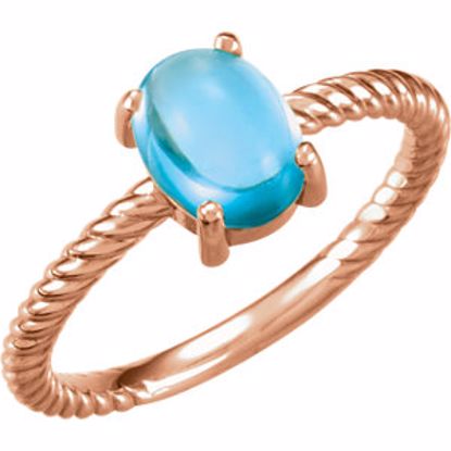 71695:614:P 14kt Rose Swiss Blue Topaz Cabochon Ring