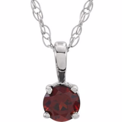 28393:70025:P 14kt White Imitation Garnet "January" Birthstone 14" Necklace   