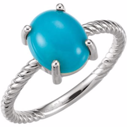 71695:617:P 14kt White Turquoise Cabochon Ring