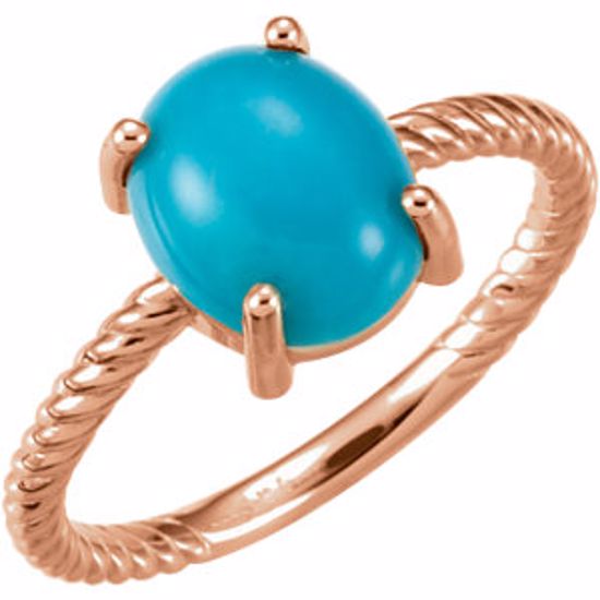 71695:618:P 14kt Rose Turquoise Cabochon Ring