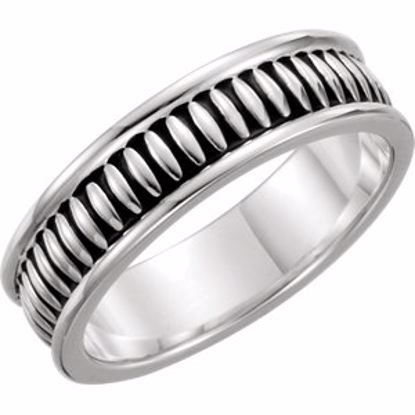 51334:163:P Continuum Sterling Silver 7mm Design Band with Epoxy Size 7.5