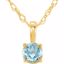 28393:70032:P 14kt Yellow Imitation Aquamarine "March" Birthstone 14" Necklace 