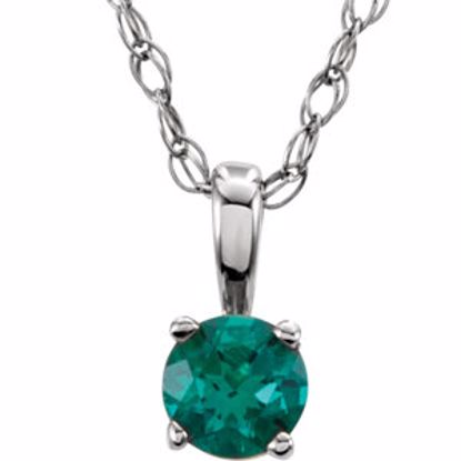 28393:70037:P 14kt White Imitation Emerald "May" Birthstone 14" Necklace  