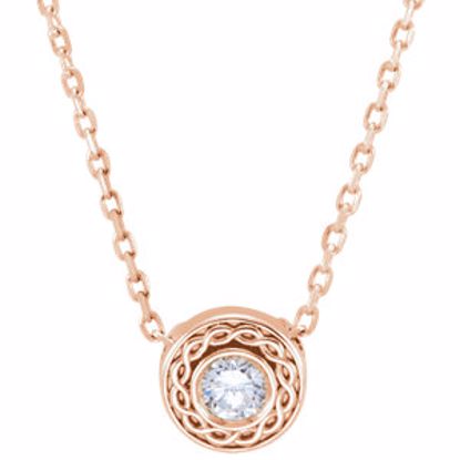 86146:6004:P 14kt Rose 1/10 CTW Diamond Slide Necklace 