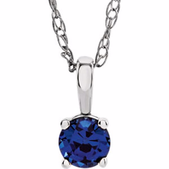 28393:70049:P 14kt White Imitation Sapphire "September" Birthstone 14" Necklace  