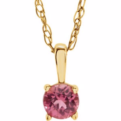 28393:70053:P 14kt Yellow Imitation Pink Tourmaline "October" Birthstone 14" Necklace   