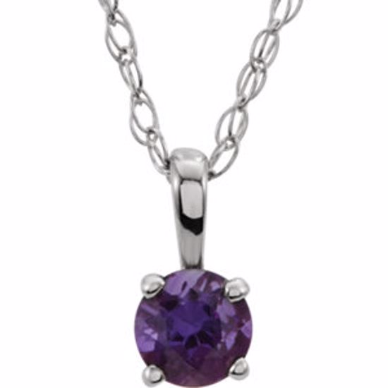 28393:70030:P Sterling Silver Imitation Amethyst "February" Birthstone 14" Necklace 