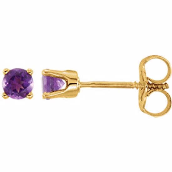 651643:70028:P 14kt Yellow Imitation Amethyst Youth Earrings