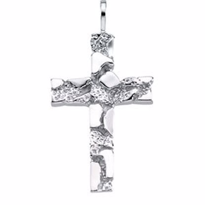 R8198:622290:P Sterling Silver Nugget Cross Pendant