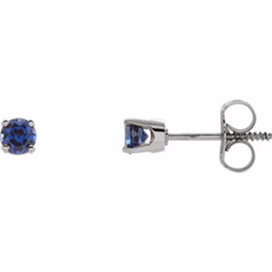 651643:70048:P 14kt White Imitation Blue Sapphire Youth Earrings