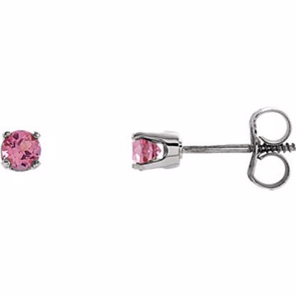 651643:70051:P 14kt White Imitation Pink Tourmaline Youth Earrings