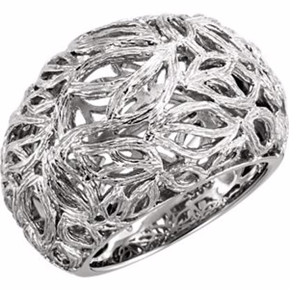 86184:1000:P Sterling Silver Textured Bark Dome Ring