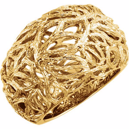 86184:1001:P Sterling Silver Yellow Gold Plated Textured Bark Dome Ring