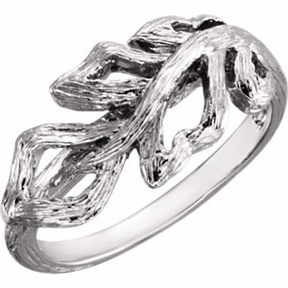 86185:1000:P Sterling Silver Be Posh® Textured Bark Leaf Ring Size 7