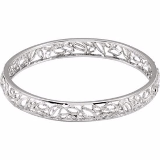 86181:1000:P Sterling Silver Textured Bark Bangle Bracelet 