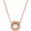 86165:1007:P 14kt Rose 1/10 CTW Diamond Beaded Slide Necklace 
