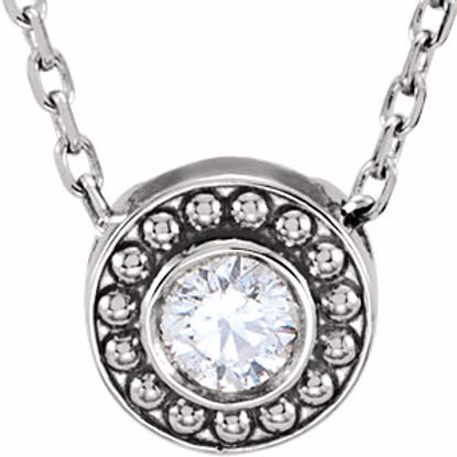 86165:1008:P Platinum 1/10 CTW Diamond Beaded Slide Necklace 