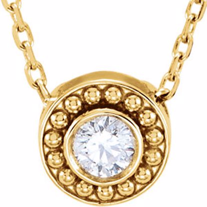 86165:1005:P 14kt Yellow 1/10 CTW Diamond Beaded Slide Necklace 