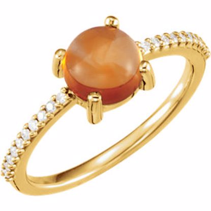 71696:6008:P 14kt Yellow 7mm Round Cabochon Citrine & 1/10 CTW Diamond Ring