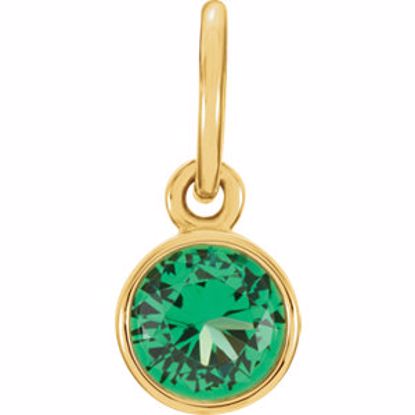 86179:113:P 14kt Yellow Imitation Emerald Birthstone Charm