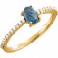 71696:6124:P 14kt Yellow 6x4mm Oval Cabochon London Blue Topaz & 1/8 CTW Diamond Ring