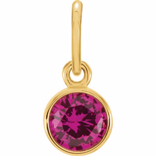 86179:119:P 14kt Yellow Imitation Ruby Birthstone Charm