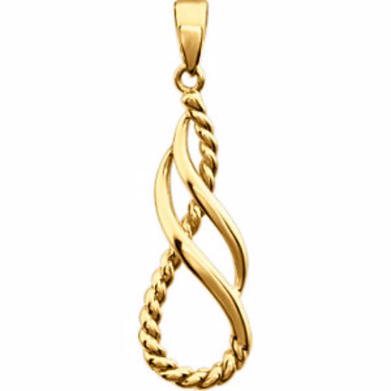 86151:1000:P 14kt Yellow Rope Design Teardrop Pendant