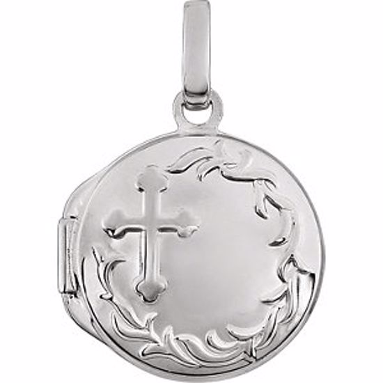 86156:1000:P 14kt White Round Cross Locket 