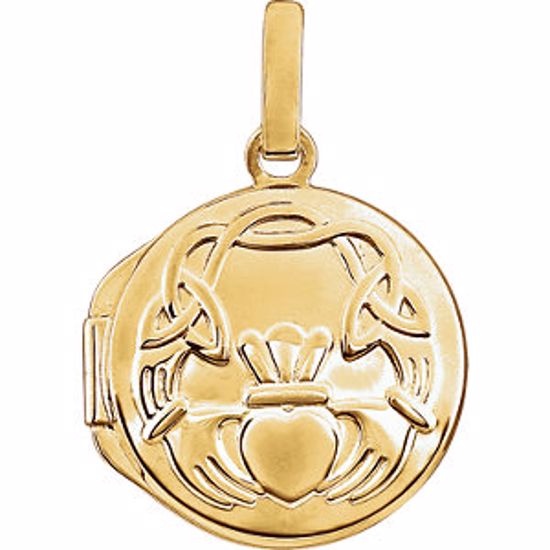 86158:1000:P 14kt Yellow Round Claddagh Locket 