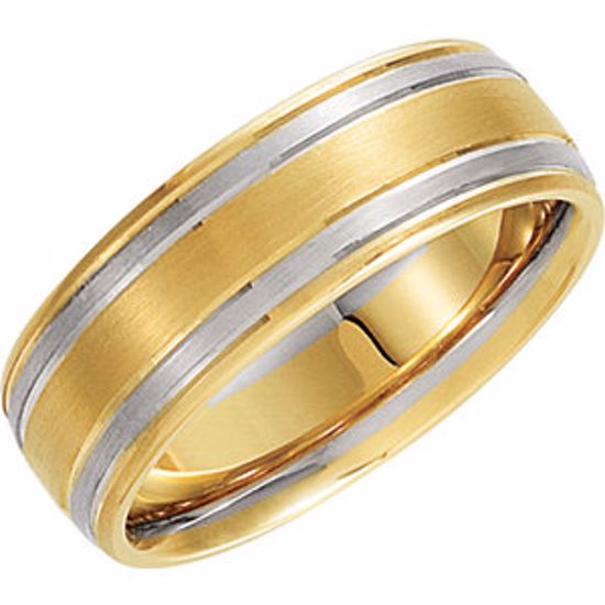 50075:60051:P 14kt Yellow & White 7mm Designer Band Size 12
