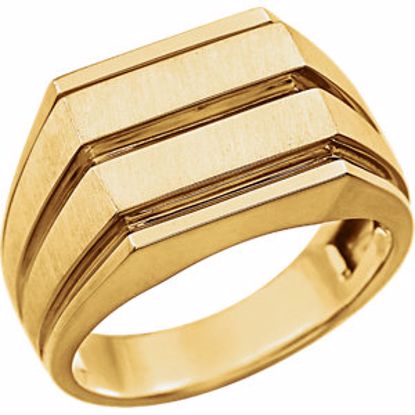 51421:1001:P 14kt Yellow Men's Grooved Signet Ring