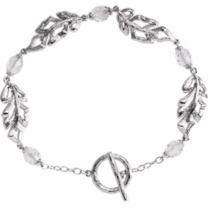 651681:100:P Sterling Silver Clear Quartz Leaf 7" Bracelet 