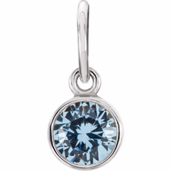 86179:138:P Sterling Silver Imitation Aquamarine Birthstone Charm