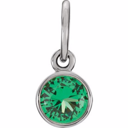 86179:140:P Sterling Silver Imitation Emerald Birthstone Charm