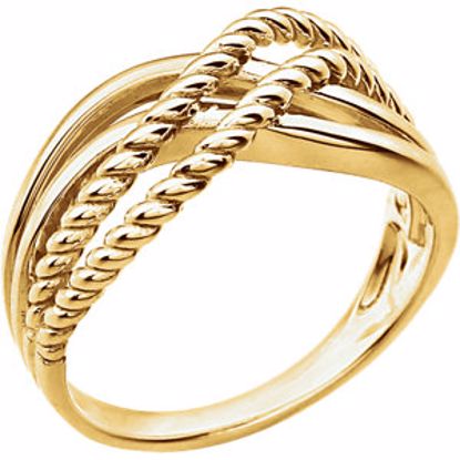 86152:1001:P 14kt Yellow Crossover Rope Design Ring