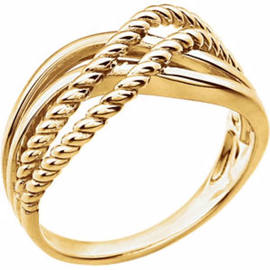 86152:1001:P 14kt Yellow Crossover Rope Design Ring