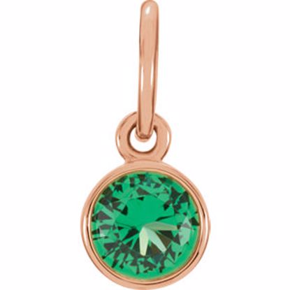 86179:114:P 14kt Rose Imitation Emerald Birthstone Charm